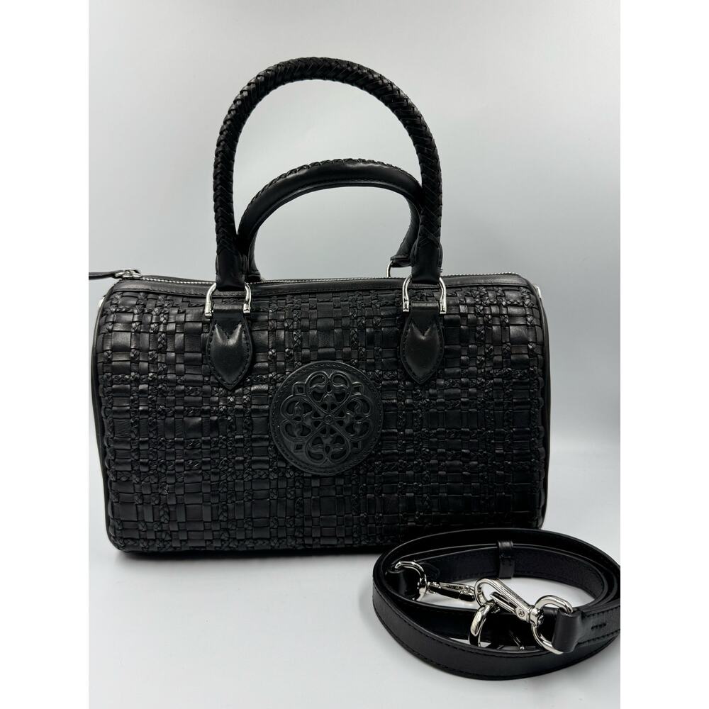 Brighton NWT Ferrara Vereda Woven Purse Barrel Black Handbag